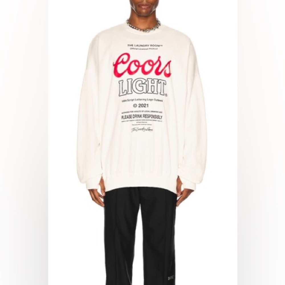 The Laundry Room Crewneck Oversized Sweater with “Coors Light” Graphics Unisex